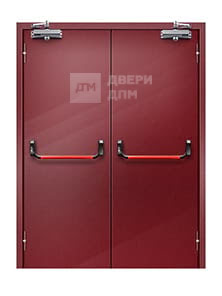 Глухая противопожарная дверь двупольная ДПМ-02 2-го типа с антипаникой
